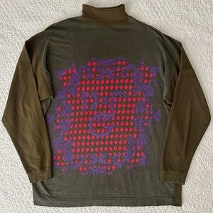 Marithe Francois Girbaud Vtg 80s Graphic Turtleneck Shirt Sz Large